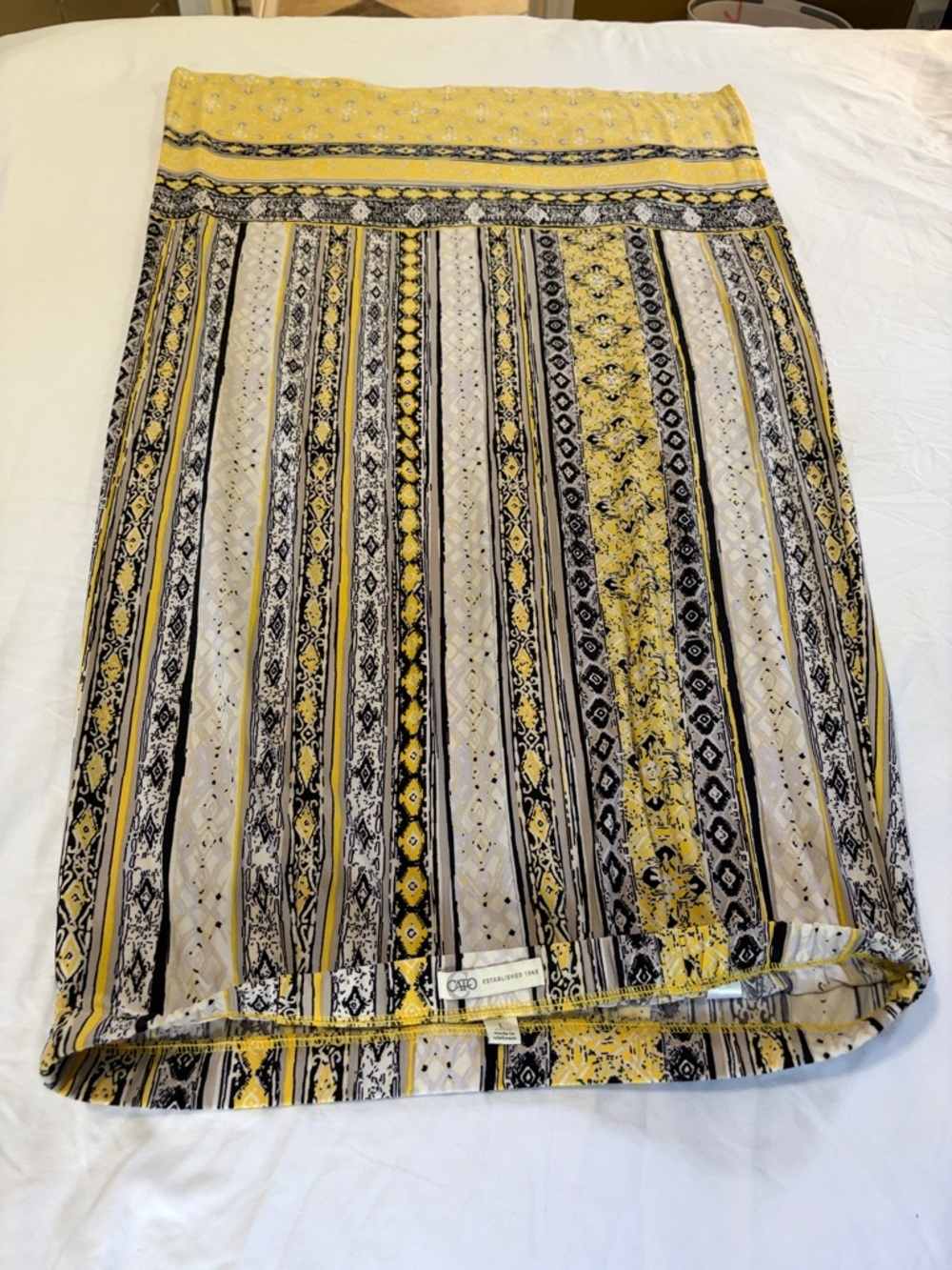 Cato Yellow, Black & White Striped Maxi Skirt - Picture 6 of 8